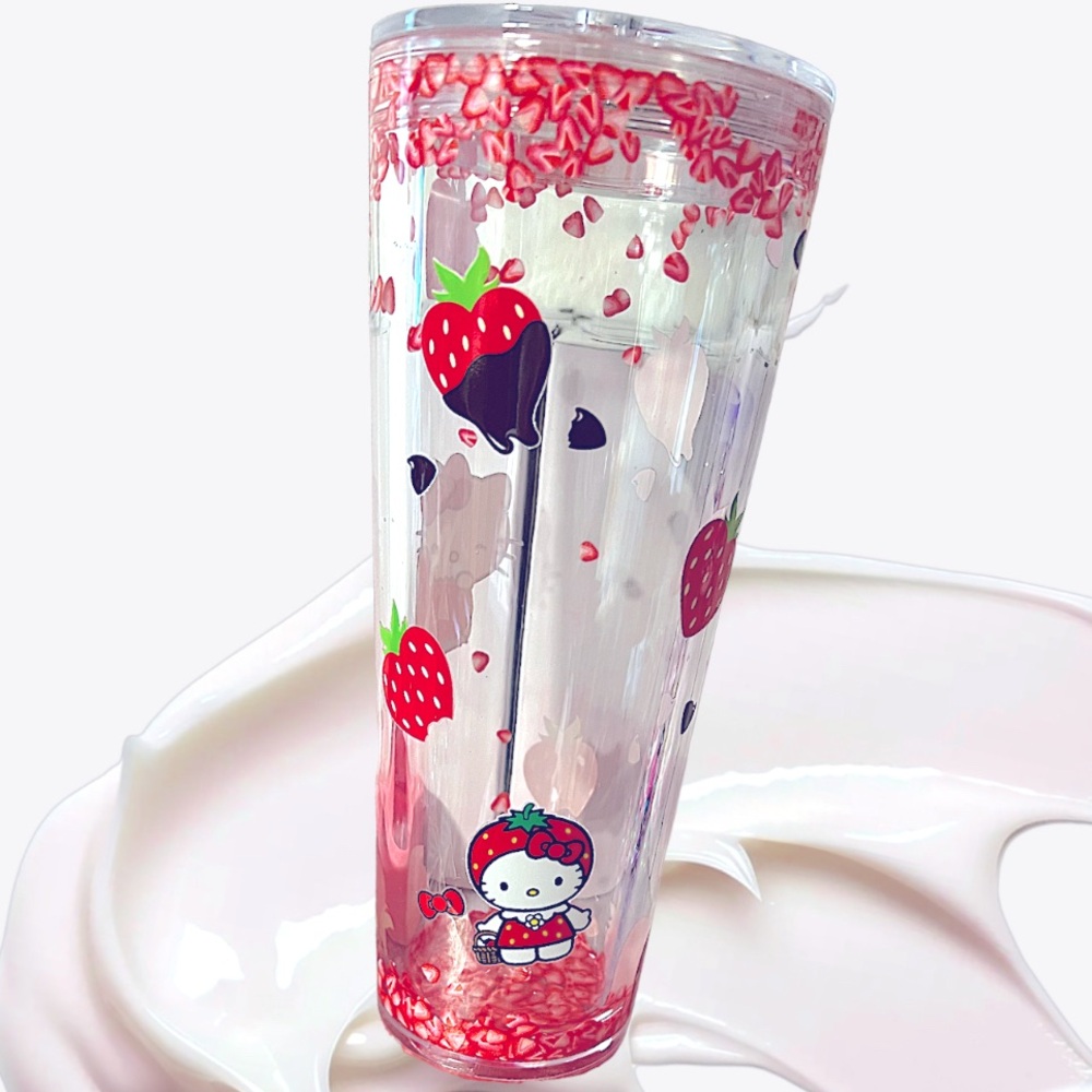 Strawberry covered kitty cup